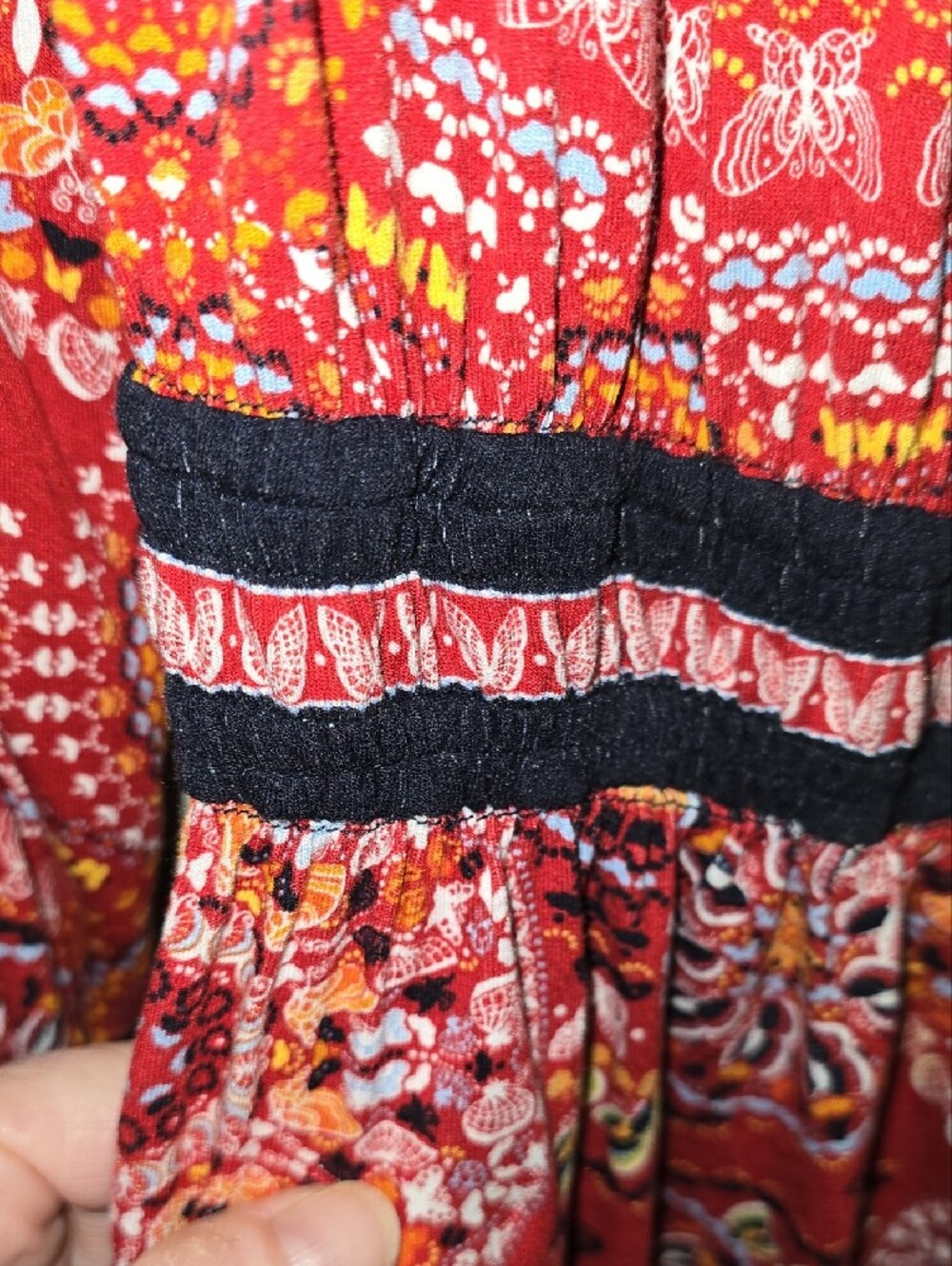Chelsea & Violet Red Paisley Tie-Neck Long Sleeve Dress - Picture 6 of 6